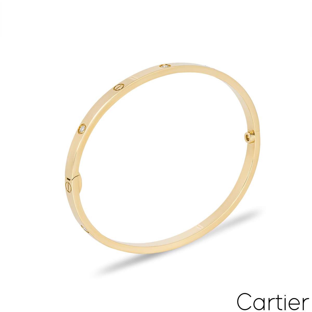 Cartier Yellow Gold Half Diamond SM Love Bracelet Size 17 B6047217 Cartier Yellow Gold Half Diamond SM Love Bracelet Size 17 B6047217